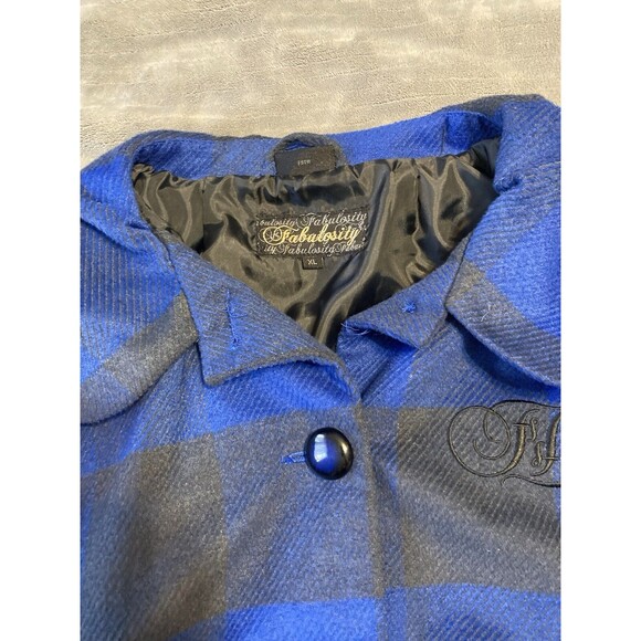 Fabulosity Blue/Black/Gray Plaid Jacket Women's Size XLarge Lined Y2K - Picture 4 of 10